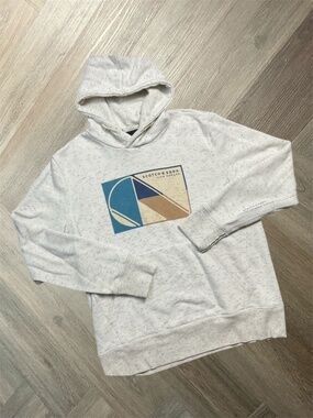 Scotch And Soda Graphic Pullover Hoodie Mens XL Ivory Gray Streetwear Retro Y2K